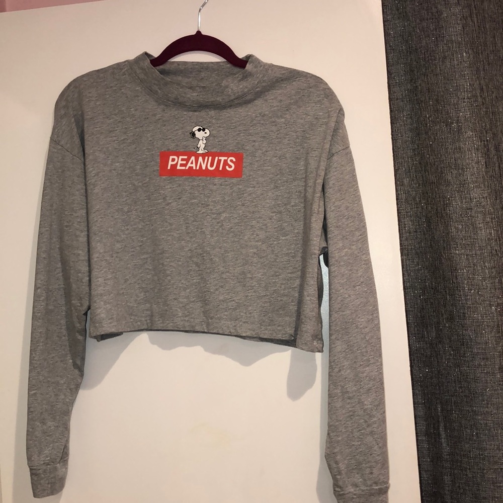 GREY PEANUTS CROPPED LONG SLEEVE